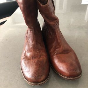 Frye short distressed cognac boots